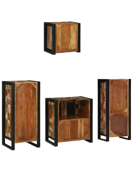 Set di mobili per il bagno 4 pcs Legno Recuperato Massello