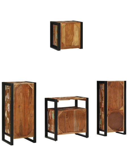 Set di mobili per il bagno 4 pcs Legno Recuperato Massello