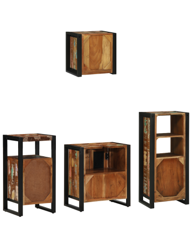 Set di mobili per il bagno 4 pcs Legno Recuperato Massello
