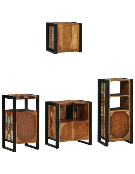 Set di mobili per il bagno 4 pcs Legno Recuperato Massello