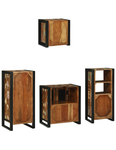 Set di mobili per il bagno 4 pcs Legno Recuperato Massello