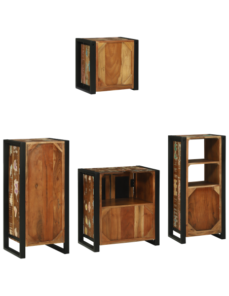 Set di mobili per il bagno 4 pcs Legno Recuperato Massello