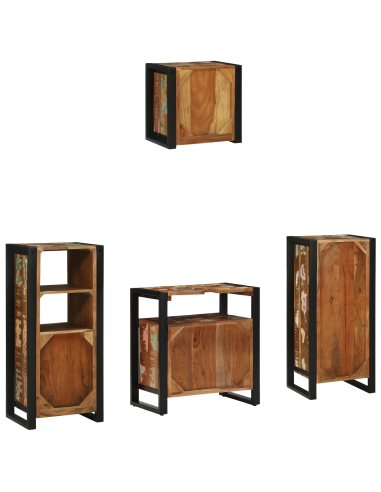 Set di mobili per il bagno 4 pcs Legno Recuperato Massello