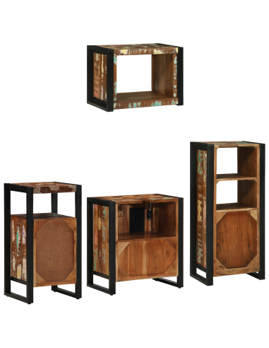 Set di mobili per il bagno 4 pcs Legno Recuperato Massello