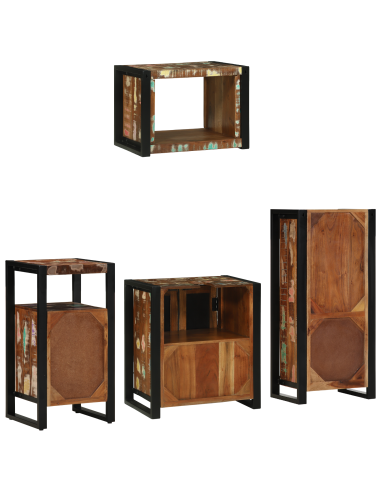 Set di mobili per il bagno 4 pcs Legno Recuperato Massello