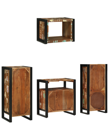 Set di mobili per il bagno 4 pcs Legno Recuperato Massello