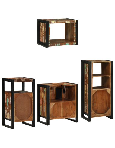 Set di mobili per il bagno 4 pcs Legno Recuperato Massello