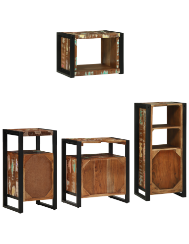Set di mobili per il bagno 4 pcs Legno Recuperato Massello
