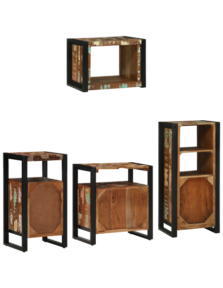 Set di mobili per il bagno 4 pcs Legno Recuperato Massello