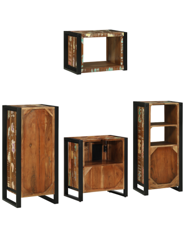 Set di mobili per il bagno 4 pcs Legno Recuperato Massello