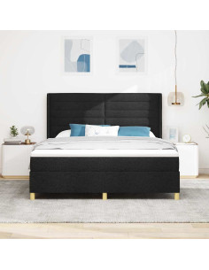 Letto a molle con materasso Nero 180 x 200 cm Tessuto