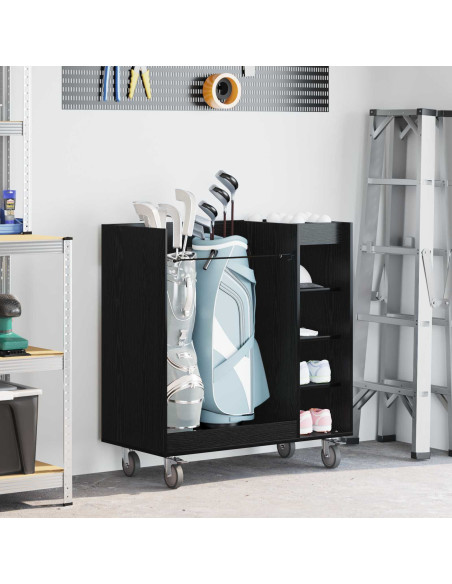 Armadio per Golf con ruota Rovere Nero 90 x 45 x 98 cm
