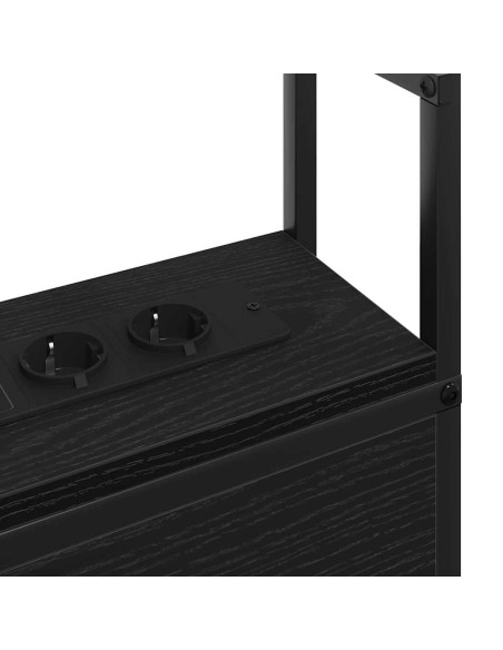 Testiera con Stazione di Carica e Storage Rovere nero 150 cm
