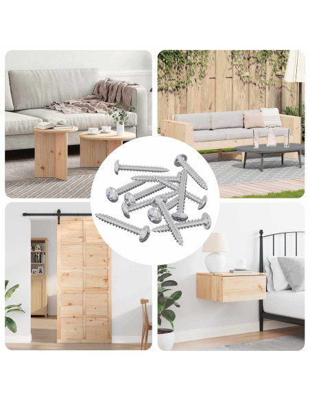 Viti in Legno 8451 pcs Argento Acciaio