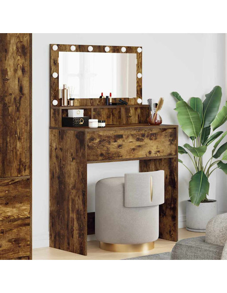 Tavoli da Trucco per Camera da Letto con cassetto Rovere fumé