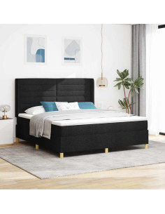 Letto a molle con materasso Nero 140 x 200 cm Tessuto