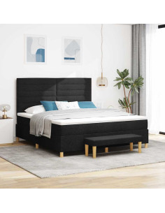 Letto a molle con materasso Nero 180 x 200 cm Tessuto