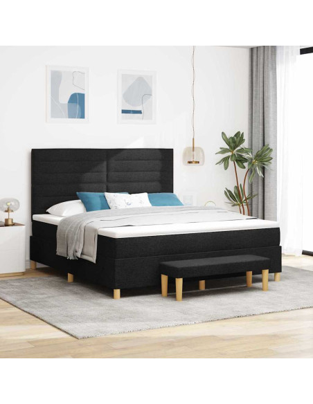 Letto a molle con materasso Nero 180 x 200 cm Tessuto