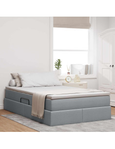 Letto con contenitore e materasso Grigio chiaro 120 x 190 cm