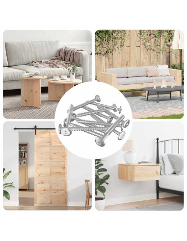 Viti in Legno 12 pcs Argento M6 x 70 mm Acciaio