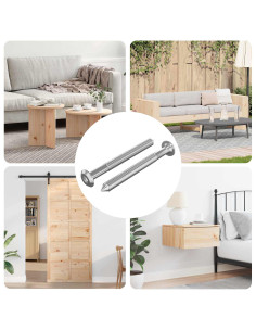 Viti per mobili 2 pcs Argento M6 x 60 mm Acciaio