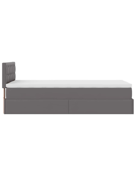 Letto Pouf con Materasso Grigio 80x200 cm Similpelle