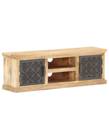 Mobile Porta TV Ante in Acciaio 120x30x40 cm Mango Massello