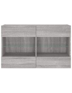 Mobile TV a Parete con Luci LED Grigio Sonoma 98,5x30x60,5 cm