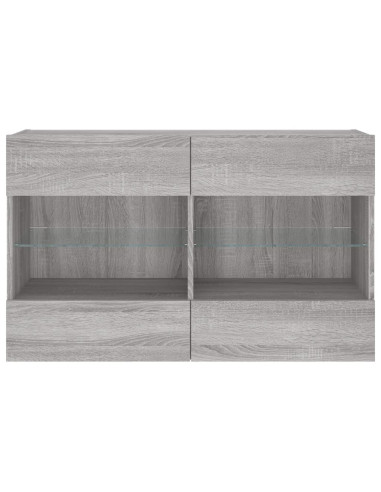 Mobile TV a Parete con Luci LED Grigio Sonoma 98,5x30x60,5 cm