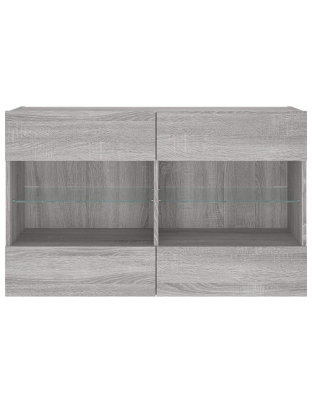 Mobile TV a Parete con Luci LED Grigio Sonoma 98,5x30x60,5 cm