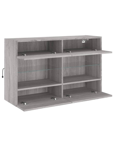 Mobile TV a Parete con Luci LED Grigio Sonoma 98,5x30x60,5 cm