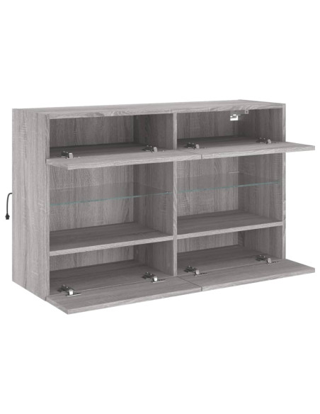 Mobile TV a Parete con Luci LED Grigio Sonoma 98,5x30x60,5 cm