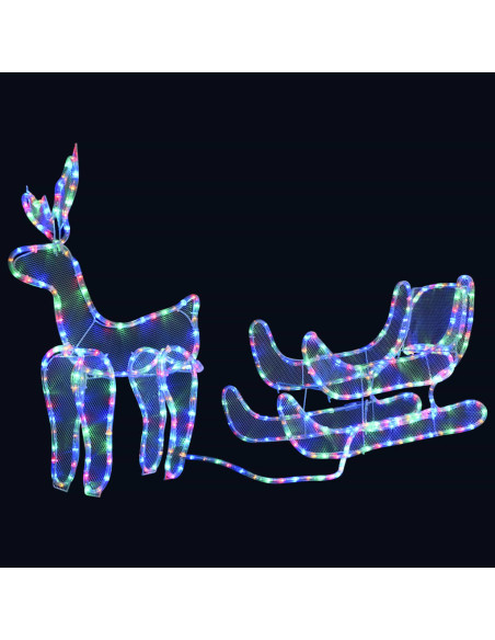 Decorazione Luminosa Natalizia Slitta e Renna con Rete 432 LED