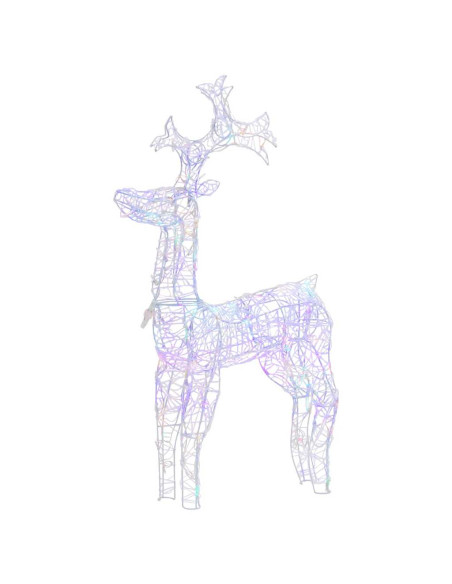 Renne e Slitta Decorazione Natale 90 LED 60x16x100 cm Acrilico