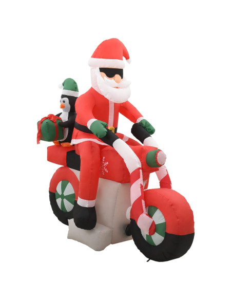 Babbo Natale Gonfiabile sulla Moto LED IP44 160 cm