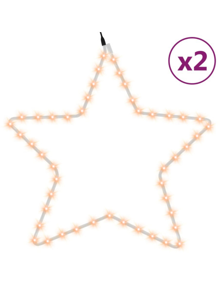 Figure Natalizie Stelle con 48 LED 2pz Bianco Caldo 56 cm