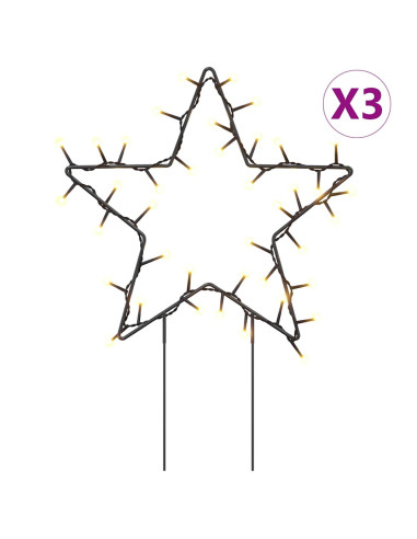 Decorazioni Luminose Natalizie Picchetti 3pz Stella 50LED 29cm