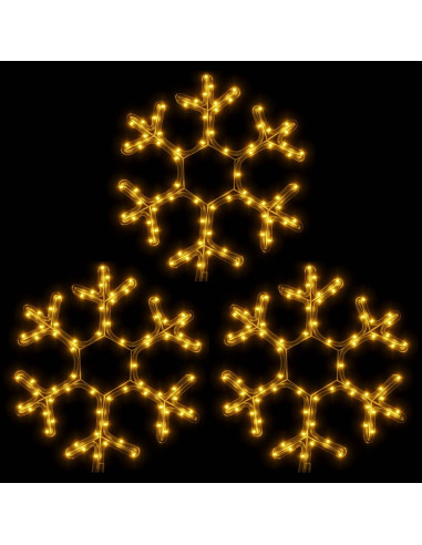 Figura Natalizia Fiocco di Neve LED 3 pz Bianco Caldo 38x37 cm