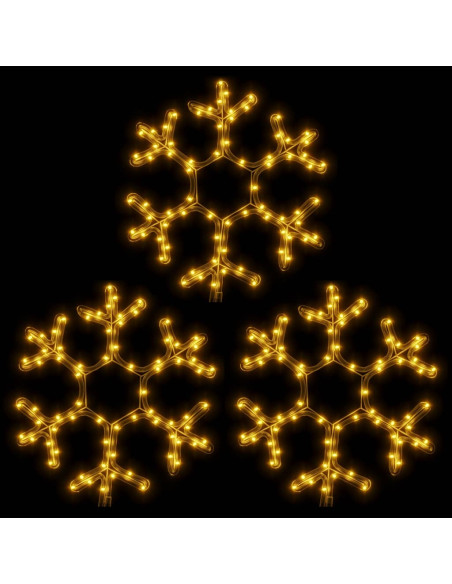 Figura Natalizia Fiocco di Neve LED 3 pz Bianco Caldo 38x37 cm