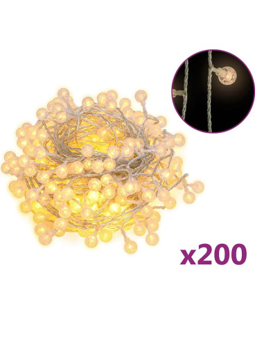 Filo di Luci Sferiche 20m 200 LED Bianco Caldo 8 Funzioni