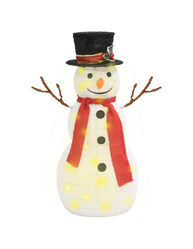 Figura Natalizia Pupazzo di Neve a LED Tessuto Pregiato 60 cm