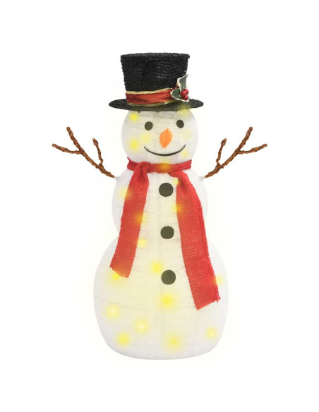 Figura Natalizia Pupazzo di Neve a LED Tessuto Pregiato 60 cm