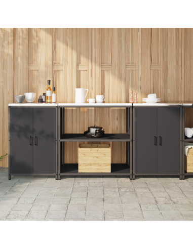 Set di Stoccaggio per Cucina con lo scaffale 3 pcs Nero