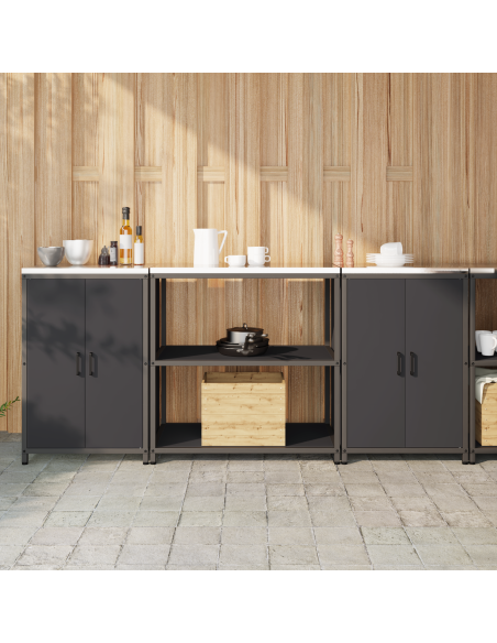 Set di Stoccaggio per Cucina con lo scaffale 3 pcs Nero