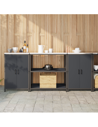 Set di Stoccaggio per Cucina con lo scaffale 3 pcs Antracite