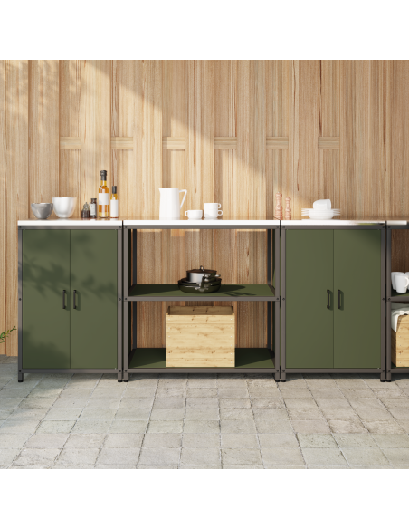 Set di Stoccaggio per Cucina con lo scaffale 3 pcs Verde oliva
