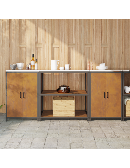 Set di Stoccaggio per Cucina con lo scaffale 3 pcs Ruggine