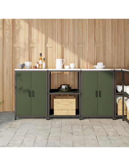 Set di Stoccaggio per Cucina con lo scaffale 3 pcs Verde oliva