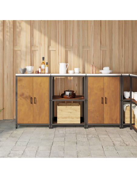 Set di Stoccaggio per Cucina con lo scaffale 3 pcs Ruggine