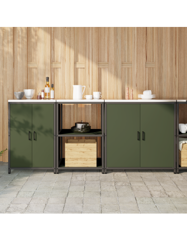 Set di Stoccaggio per Cucina con lo scaffale 3 pcs Verde oliva